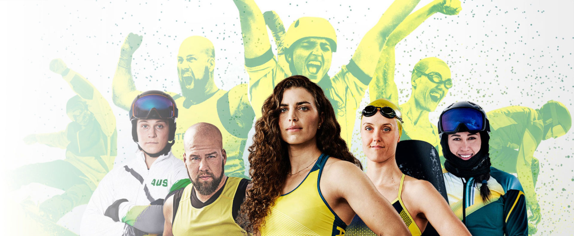 Past and present Olympians and Paralympians who make up Team Toyota Australia: (From left to right): Ben Tudhope, Ryley Batt, Jess Fox, Ellie Cole, and Belle Brockhoff.