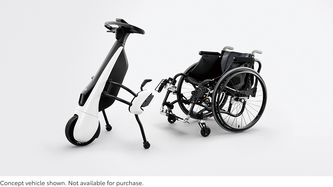 Toyota’s wheelchair e-puller: a battery-powered electric mobility solution, designed to give more freedom of movement to wheelchair users