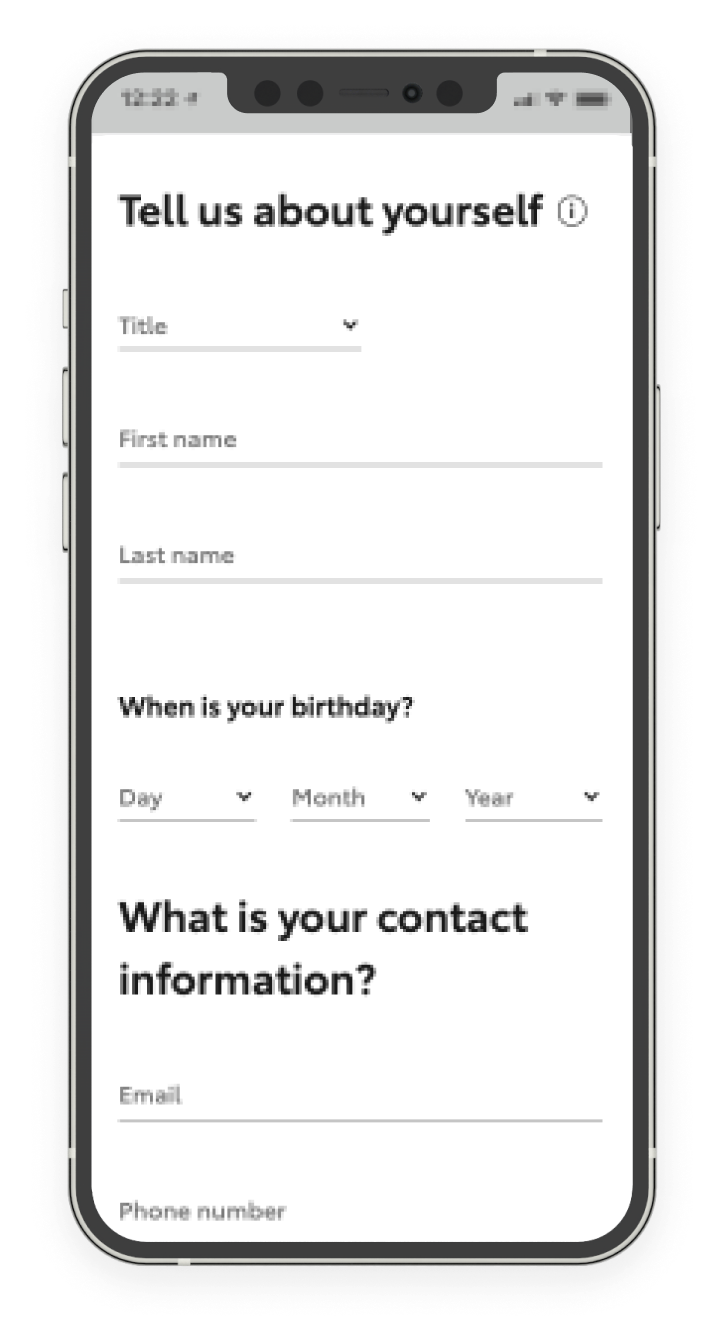 complete form phone screen step by step shot